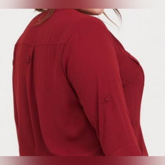 Torrid, NWOT, Red Harper Georgette, Pullover, 3/4 Sleeve Blouse, Size 3X - Picture 8 of 8
